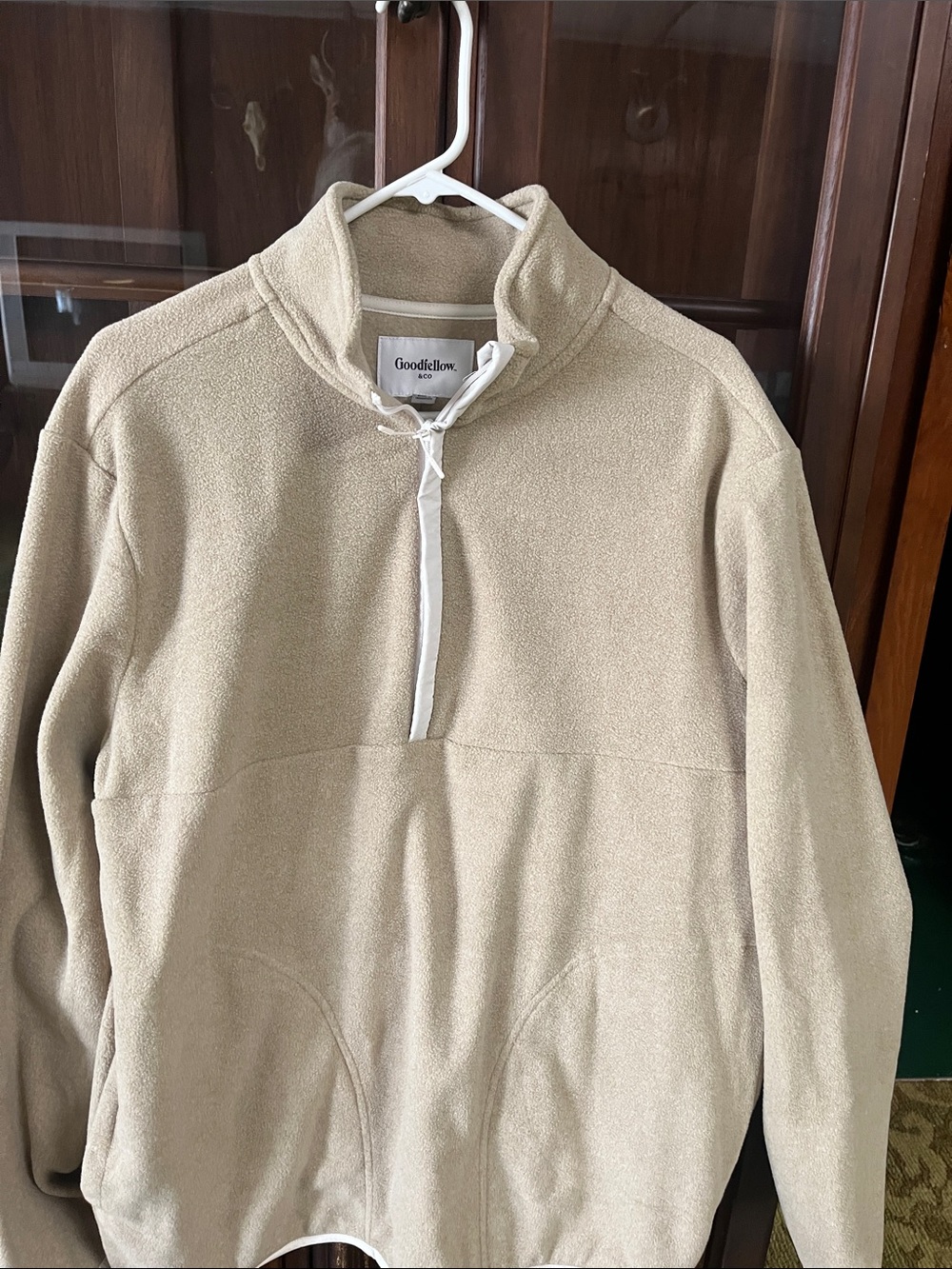 Goodfellow & Co Men’s Light Beige Quarter-Zip Fleece Pullover